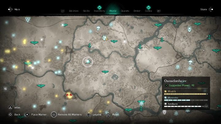 Lokacja przeklętego miejsca: zachodnia część regionu - Assassins Creed Valhalla: Przeklęty symbol - Oxenefordscire, sekrety, lokacje - Assassins Creed Valhalla - poradnik do gry