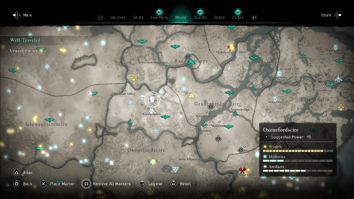 Maska czeka na Ciebie w północnej części lokacji, zaraz obok granicy z innym regionem - Assassins Creed Valhalla: Rzymski artefakt - Oxenefordscire, sekrety, lokacje - Assassins Creed Valhalla - poradnik do gry