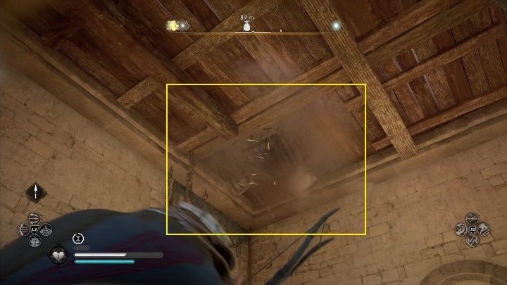 Tam wybij dziurę w suficie, tak aby móc dostać się wyżej - Assassins Creed Valhalla: Wyposażenie - Oxenefordscire, sekrety, lokacje - Assassins Creed Valhalla - poradnik do gry