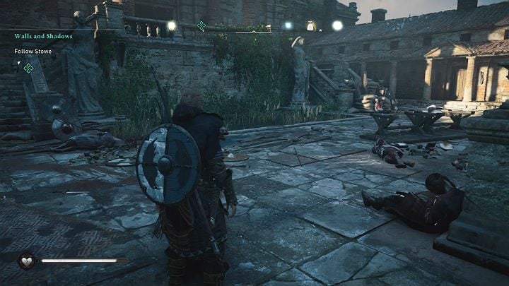 Gdy dotrzecie na miejsce zauważycie ślady walki - Assassins Creed Valhalla: Mury i cienie/Walls and Shadows - solucja - Assassins Creed Valhalla - poradnik do gry