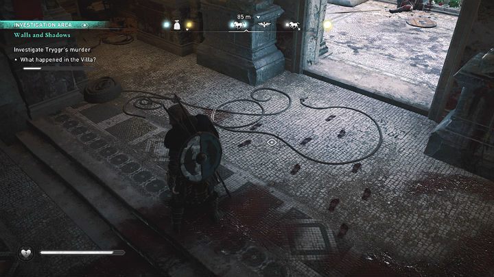 Drugą wskazówką są ślady stóp przed wejściem do posiadłości - Assassins Creed Valhalla: Mury i cienie/Walls and Shadows - solucja - Assassins Creed Valhalla - poradnik do gry