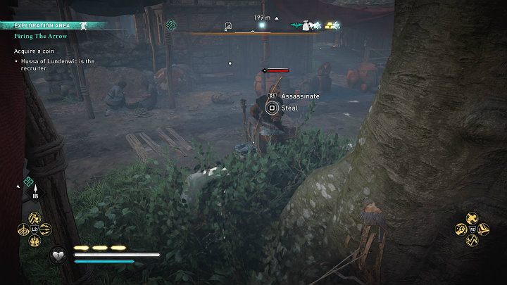 Jeśli chcesz możesz od razu okraść jednego z łowców przebywających na targu i w ten sposób zdobyć wejściówkę na turniej - Assassins Creed Valhalla: Strzała na celowniku/Firing the Arrow - solucja - Assassins Creed Valhalla - poradnik do gry