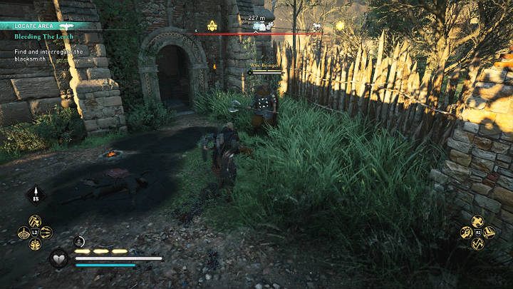 Mężczyzna doprowadzi Cię do Garnizonu w Bodilsburgu (Bodilsburg Garrison), który jest naprawdę dobrze strzeżony - Assassins Creed Valhalla: Odrywanie pijawki/Bleeding the Leech - solucja - Assassins Creed Valhalla - poradnik do gry
