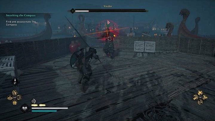 Uważaj na czerwony rozbłysk, który zapowiada atak niemożliwy do zablokowania więc trzeba będzie go uniknąć - Assassins Creed Valhalla: Rozprawa ze Sternikiem - solucja, opis przejścia - Assassins Creed Valhalla - poradnik do gry