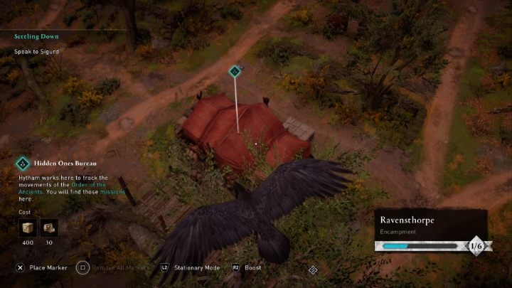 Przywołanie kruka jest bardzo przydatne podczas poszukiwania miejsc, w których możesz stawiać budynki w swojej osadzie - zarządzanie osadą odblokujesz po dotarciu do Anglii - Assassins Creed Valhalla: Jak znaleźć miejsca budowy i osoby w osadzie? - Assassins Creed Valhalla - poradnik do gry