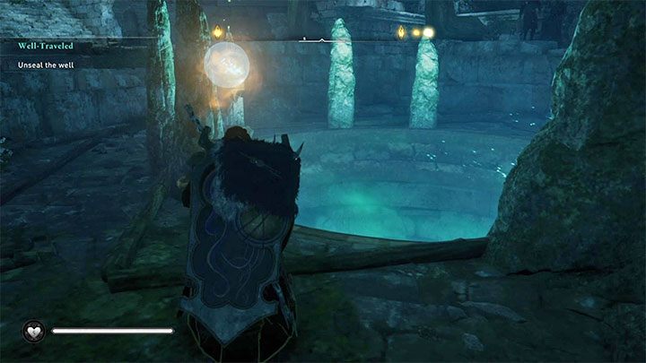 Zajmij się teraz przesuwaniem kamienia słonecznego znajdującego się na dole - Assassins Creed Valhalla: Jak otworzyć Studnię Urdr w Asgardzie? - Assassins Creed Valhalla - poradnik do gry