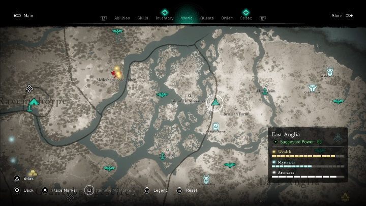 Lokacja przeklętego miejsca: na wschód od Gospodarstwa Brisleah - Assassins Creed Valhalla: Przeklęty symbol - Wschodnia Anglia, sekrety, lokacje - Assassins Creed Valhalla - poradnik do gry