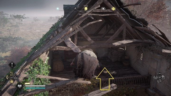 Aby dostać się do umiejętności musisz wskoczyć na zniszczony dach budynku, a z niego przejść na półpiętro, na którym leży księga - Assassins Creed Valhalla: Zdolności - Wschodnia Anglia, sekrety, lokacje - Assassins Creed Valhalla - poradnik do gry