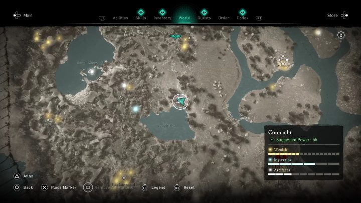 Mapę skarbu znajdziecie na południu regionu, przy jeziorze Rea - AC Valhalla Gniew Druidów: Mapa ukrycia skarbu - Connacht, sekrety, lokacje - Assassins Creed Valhalla - poradnik do gry
