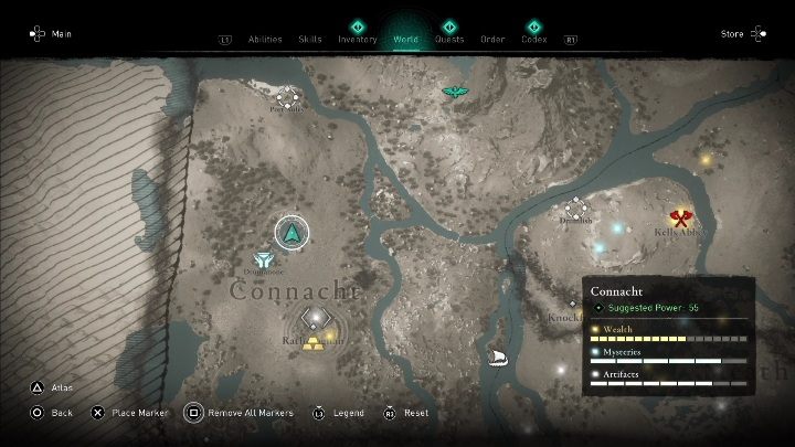 Skarb znajdziecie w małym zbiorniku wodnym, koło ołtarza - AC Valhalla Gniew Druidów: Mapa ukrycia skarbu - Connacht, sekrety, lokacje - Assassins Creed Valhalla - poradnik do gry