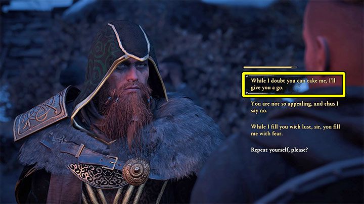 Na koniec pyskówki ponownie wybierz pierwszą opcję dialogową - Assassins Creed Valhalla: Stigr the Amorous - romans - Assassins Creed Valhalla - poradnik do gry