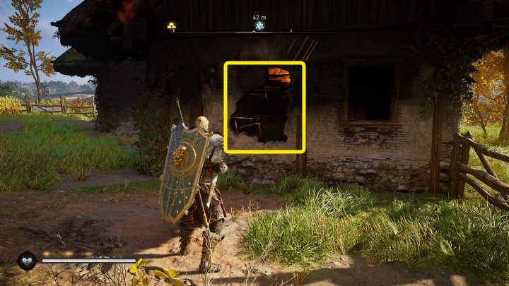 Wejdź do środka przez jedną z dziur w ścianie, a następnie odsuń ciężki regał, by otworzyć sobie (i zwierzęciu) drogę ucieczki - Assassins Creed Valhalla: Na ratunek psu/A Dogs Rescue - solucja - Assassins Creed Valhalla - poradnik do gry