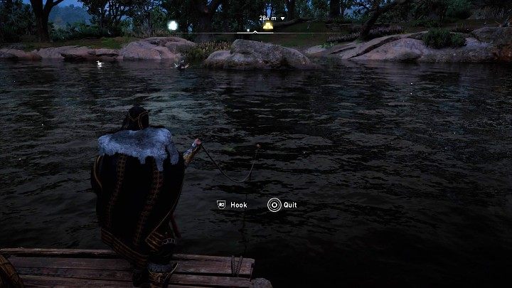 Dość naciągana ta historia, ale jeśli zgodzisz się pomóc, będziesz musiał złowić 3 ryby (nie można zabić ich z łuku) - Assassins Creed Valhalla: Lekcje wędkarstwa/Fishing Lesson - solucja - Assassins Creed Valhalla - poradnik do gry