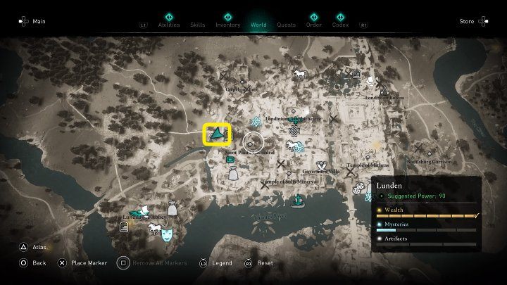 Za murami miasta, w miejscu oznaczonym na powyższym obrazku, spotkasz kolejną kobietę - Assassins Creed Valhalla: Spadające gwiazdy/Falling Stars - solucja - Assassins Creed Valhalla - poradnik do gry