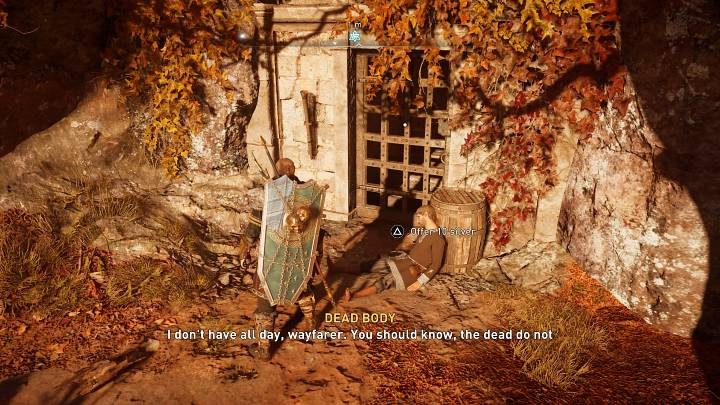 Zwłoki chcą otrzymasz małą ofiarę (10 sztuk srebra), by mogły spokojnie udać się do krainy zmarłych - Assassins Creed Valhalla: Głos z zaświatów (Sciropescire)/The Puppeteer - solucja - Assassins Creed Valhalla - poradnik do gry