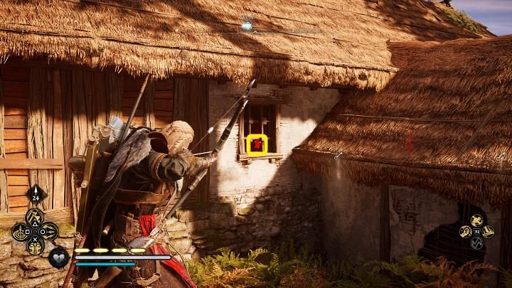 Obejdź chatę i stan w miejscu pokazanym na powyższym obrazku - Assassins Creed Valhalla: W szponach wiedźmy/Bewitched - solucja, opis przejścia - Assassins Creed Valhalla - poradnik do gry