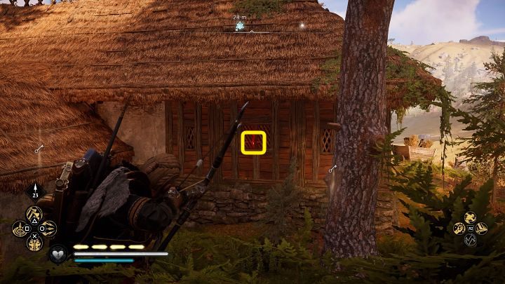 Następnie stań w miejscu pokazanym na powyższym obrazku i rozbij blokadę kolejnych drzwi - Assassins Creed Valhalla: W szponach wiedźmy/Bewitched - solucja, opis przejścia - Assassins Creed Valhalla - poradnik do gry