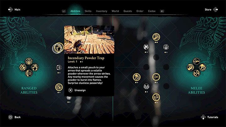Druga metoda to zaopatrzenie się w zdolność Pułapka z zapalającym pyłem - Incendiary Powder Trap - Assassins Creed Valhalla: Jak burzyć zniszczalne ściany, sufity, podłogi? - Assassins Creed Valhalla - poradnik do gry