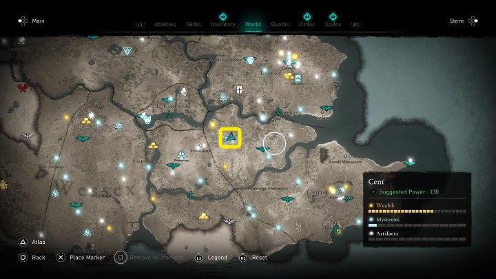 W miejscu zaznaczonym na powyższym obrazku spotkasz starszego mężczyznę w habicie - Assassins Creed Valhalla: Opowieść przekupnia relikwii - solucja, opis przejścia - Assassins Creed Valhalla - poradnik do gry