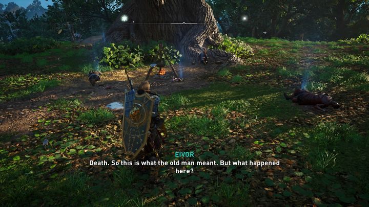 Skorzystaj ze wskazówki, którą udzielił Ci mężczyzna i udaj się do wielkiego dębu, który rośnie tuż obok - Assassins Creed Valhalla: Opowieść przekupnia relikwii - solucja, opis przejścia - Assassins Creed Valhalla - poradnik do gry
