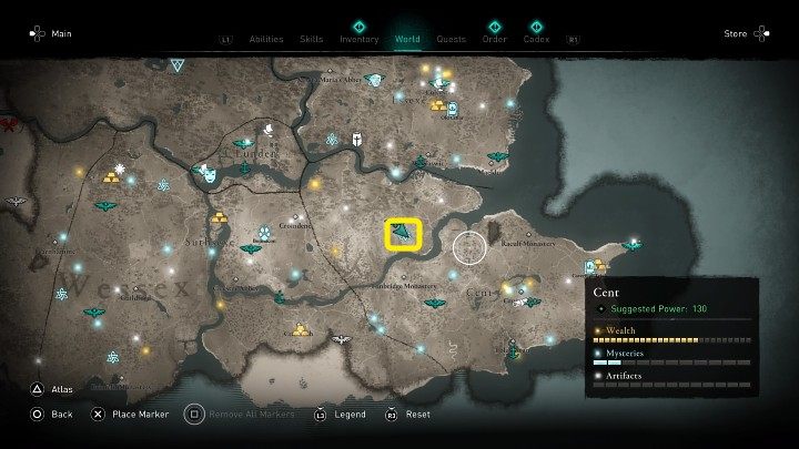 W miejscu zaznaczonym na powyższym obrazku, przy małym kamiennym kręgu, spotkasz szalonego mężczyznę - Assassins Creed Valhalla: Kamienny obłęd/Madness of the Stones - solucja - Assassins Creed Valhalla - poradnik do gry