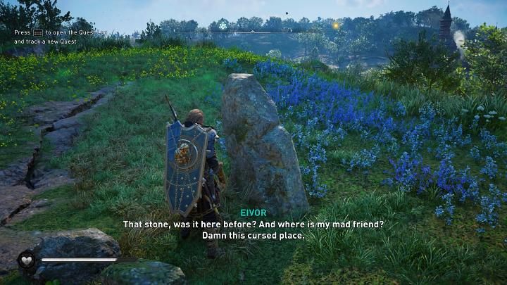 Po chwili Eivor straci przytomność, a gdy się ocknie, po szalonym mężczyźnie nie będzie śladu - jego miejsce zajął sporych rozmiarów kamień - Assassins Creed Valhalla: Kamienny obłęd/Madness of the Stones - solucja - Assassins Creed Valhalla - poradnik do gry