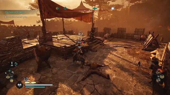 Możesz również wspiąć się na mury fortecy i walczyć z żołnierzami jednak należy brać pod uwagę fakt, że ciągle będzie ich przybywać - Assassins Creed Valhalla: Synowie Ragnara/The Sons of Ragnar - solucja - Assassins Creed Valhalla - poradnik do gry