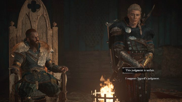 Sigurd zarządzi, że Holger będzie musiał zapłacić Gudrun równowartość 30 żagli w srebrze lub zostanie wygnany - Assassins Creed Valhalla: Wina i kara/Blame and Sail - ważny wybór - Assassins Creed Valhalla - poradnik do gry
