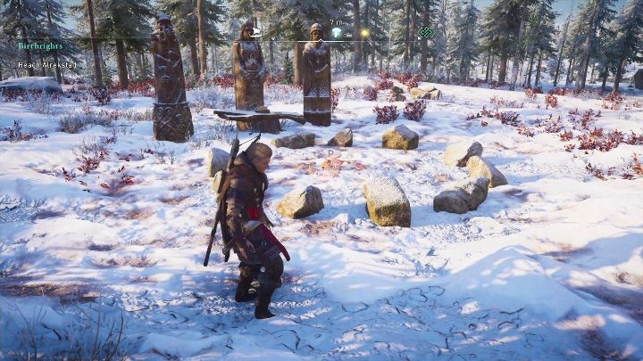Rzucą Ci się w oczy, ponieważ otoczone są kilkoma skałami, a zaraz obok stoją dwa posągi - Assassins Creed Valhalla: Muchomor - Rygjafylke, sekrety, lokacje - Assassins Creed Valhalla - poradnik do gry