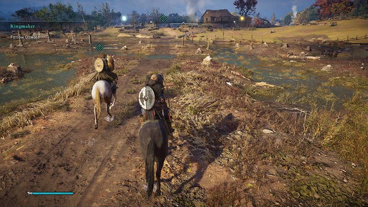 Po rozmowie z Oswaldem wsiądź na konia i tworzysz mu w trakcie podróży do Elmenham - Assassins Creed Valhalla: Królotwórca/Kingmaker - solucja, opis przejścia - Assassins Creed Valhalla - poradnik do gry