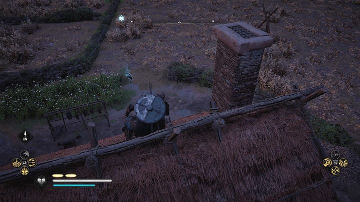 Wskocz na dach chaty i ukucnij, by chłopak nie mógł Cię znaleźć - Assassins Creed Valhalla: Zabawa w chowanego/Hide and Hunt - solucja - Assassins Creed Valhalla - poradnik do gry