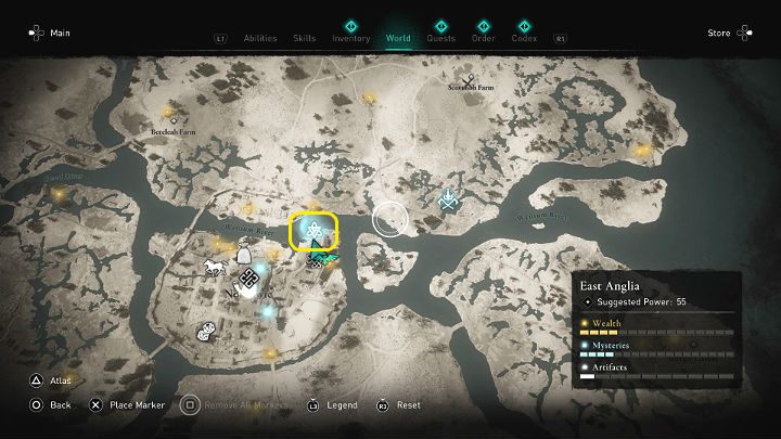 W miejscu zaznaczonym na powyższym obrazku spotkasz dziewczynkę o imieniu Asta, która wykrzykuje, że jest największym przywoływaczem i przyzywa swojego rumaka Skinfaxi - Assassins Creed Valhalla: Nieposłuszny wierzchowiec/The Wayward - solucja - Assassins Creed Valhalla - poradnik do gry