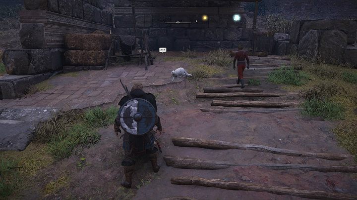 Kot zatrzyma się w miejscu widocznym na powyższym obrazku - Assassins Creed Valhalla: Przyjaciel Freyji/Freyas Friend - solucja - Assassins Creed Valhalla - poradnik do gry