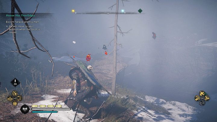 Gdy tylko wyruszycie z obozu wypadowego zostaniecie napadnięci przez bandytów kryjących się w lesie - Assassins Creed Valhalla: Dwa ostrza honoru/Honor Has Two Edges - solucja - Assassins Creed Valhalla - poradnik do gry