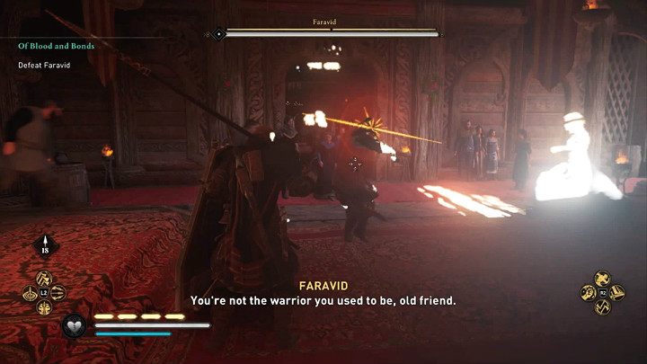 Większość specjalnych ataków Faravida sygnalizowana jest żółtym rozbłyskiem runy i można je zablokować lub sparować - Assassins Creed Valhalla: Krew i powinność/Of Blood and Bonds - solucja - Assassins Creed Valhalla - poradnik do gry