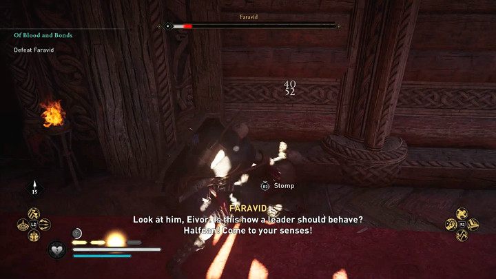 Gdy uda Ci się pokonać Faravida nie będziesz mógł go dobić lecz podprowadzisz go do Halfdana i rzucisz na kolana, by ten go osądził - Assassins Creed Valhalla: Krew i powinność/Of Blood and Bonds - solucja - Assassins Creed Valhalla - poradnik do gry