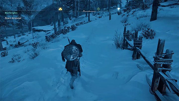 Wyrusz za śladami na śniegu i wybierz prawą odnogę w miejscu, w którym ślady się rozwidlają - Assassins Creed Valhalla: Gdzie znaleźć klucz do Opuszczonej chacie? - Assassins Creed Valhalla - poradnik do gry