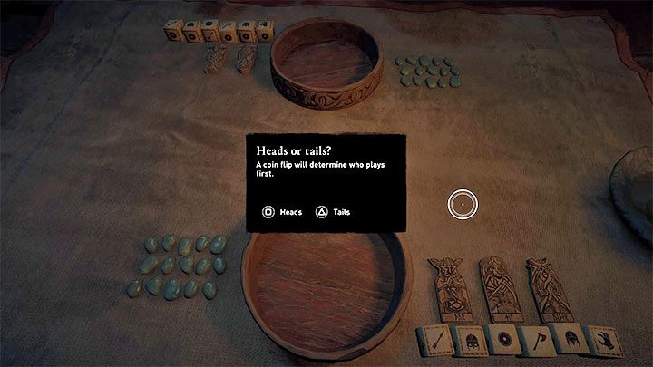 O tym, kto rozpocznie daną grę, decyduje los - możesz wybrać orła lub reszkę podczas rzutu monetą - Assassins Creed Valhalla: Jak wygrywać w kości (Orlog)? - Assassins Creed Valhalla - poradnik do gry