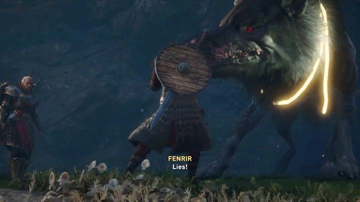 Po krótkiej rozmowie Tyr spróbuje namówić Fenrira, by ten owinął się sznurem - Assassins Creed Valhalla: Okowy losu/Binding Fate - solucja, opis przejścia - Assassins Creed Valhalla - poradnik do gry