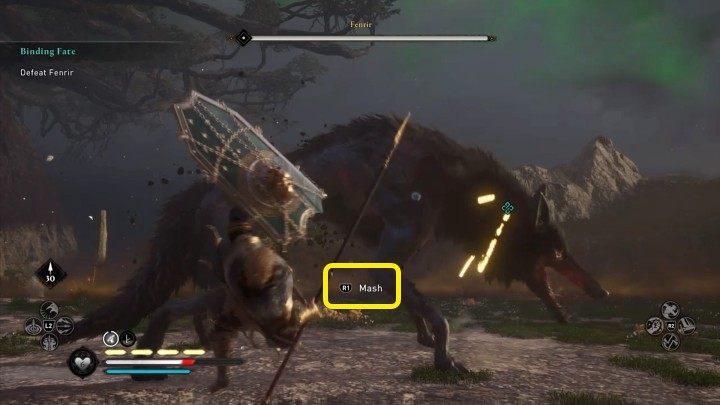 Jeśli zostaniesz trafiony w momencie, gdy wilk będzie wygrzebywał się z ziemi, wyrzuci Cię w powietrze, a następnie złapie w pysk i zacznie gryźć, wyrządzając przy tym spore obrażenia - Assassins Creed Valhalla: Okowy losu/Binding Fate - solucja, opis przejścia - Assassins Creed Valhalla - poradnik do gry