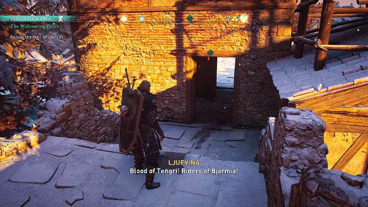 Wejdź do budynku naprzeciwko zwłok, a znajdziesz Ljufvinę - Assassins Creed Valhalla: Gorące powitanie/The Welcoming Party - solucja - Assassins Creed Valhalla - poradnik do gry