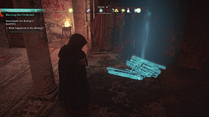 Gdy wejdziesz do środka zauważysz wiele spalonych chrześcijańskich zwojów - Assassins Creed Valhalla: Podpalenie Żagwi/Burning the Firebrand - solucja - Assassins Creed Valhalla - poradnik do gry