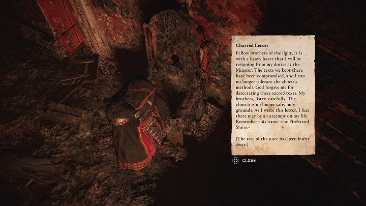 Z listu dowiesz się, że biskup przyznał, że choć wbrew swojej woli, brał udział w niszczeniu cennych tekstów - Assassins Creed Valhalla: Podpalenie Żagwi/Burning the Firebrand - solucja - Assassins Creed Valhalla - poradnik do gry