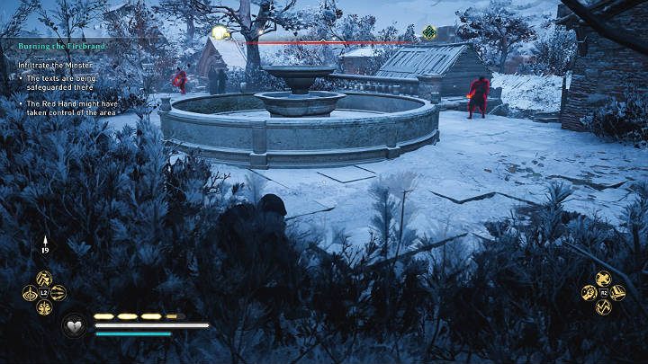 Na obszarze plebanii pojawią się ludzie pracujący dla Czerwonej Ręki - Assassins Creed Valhalla: Podpalenie Żagwi/Burning the Firebrand - solucja - Assassins Creed Valhalla - poradnik do gry