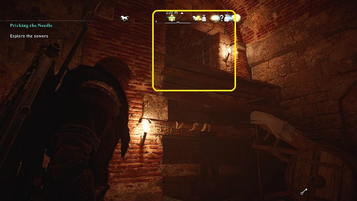 Dalsza droga prowadzi przez drewniane rusztowanie, w miejscu, gdzie wywieszono czarne sukno - Assassins Creed Valhalla: Nawlec Igłę/Prickling the Needle - solucja - Assassins Creed Valhalla - poradnik do gry