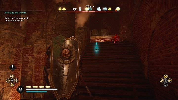 Skorzystaj z pobliskich schodów, by wyjść z kanałów i udaj się prosto na targowisko Coppergate (Coppergate Market) - Assassins Creed Valhalla: Nawlec Igłę/Prickling the Needle - solucja - Assassins Creed Valhalla - poradnik do gry