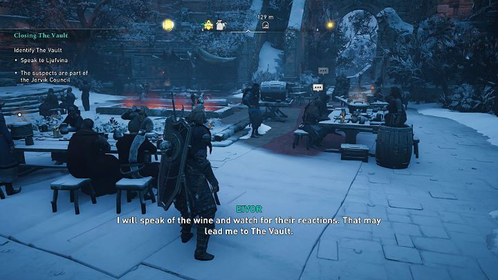 Pora przepytać wszystkich członków rady i sprawdzić, czy ktoś z nich nie potknie się na jakimś kłamstwie i zdradzi swoją prawdziwą tożsamość - Assassins Creed Valhalla: Skarbnik w opałach/Closing the Vault - solucja - Assassins Creed Valhalla - poradnik do gry