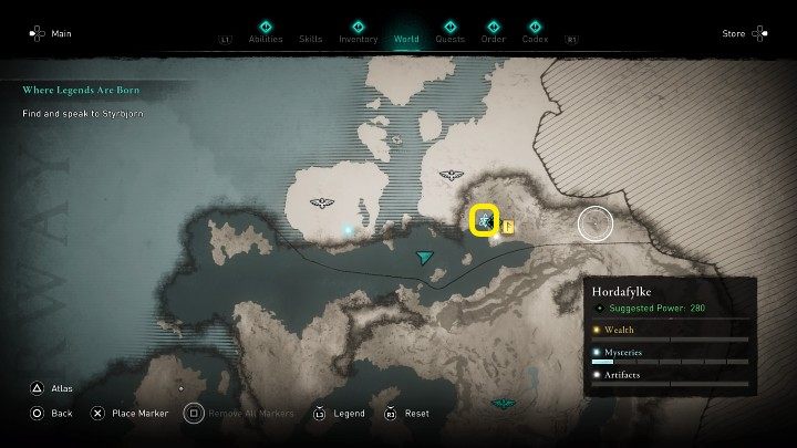 W miejscu zaznaczonym na powyższym obrazku spotkasz kobietę, miłośniczkę najazdów, która wraz ze swoim mężem potrzebuje dodatkowych wrażeń - Assassins Creed Valhalla: Nowa iskra/The Rekindling - solucja, opis przejścia - Assassins Creed Valhalla - poradnik do gry