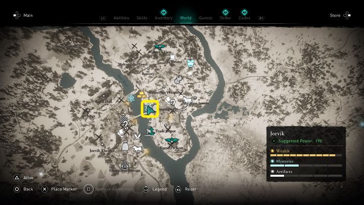 W miejscu zaznaczonym na powyższym obrazku spotkasz grupę mnichów, którzy nie mogą poradzić sobie z odprawieniem rytuału - Assassins Creed Valhalla: Piekielnie zimna woda/Deviled Water - solucja - Assassins Creed Valhalla - poradnik do gry