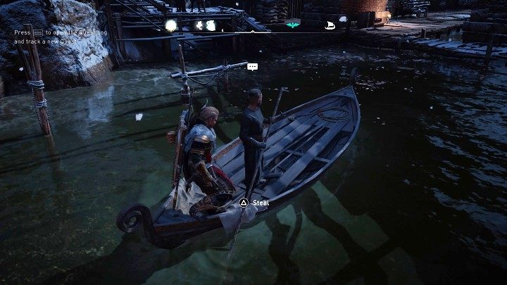 Wskocz na łódź i przejmij nad nią kontrolę, a Eivor wrzuci mężczyznę do wody - Assassins Creed Valhalla: Piekielnie zimna woda/Deviled Water - solucja - Assassins Creed Valhalla - poradnik do gry